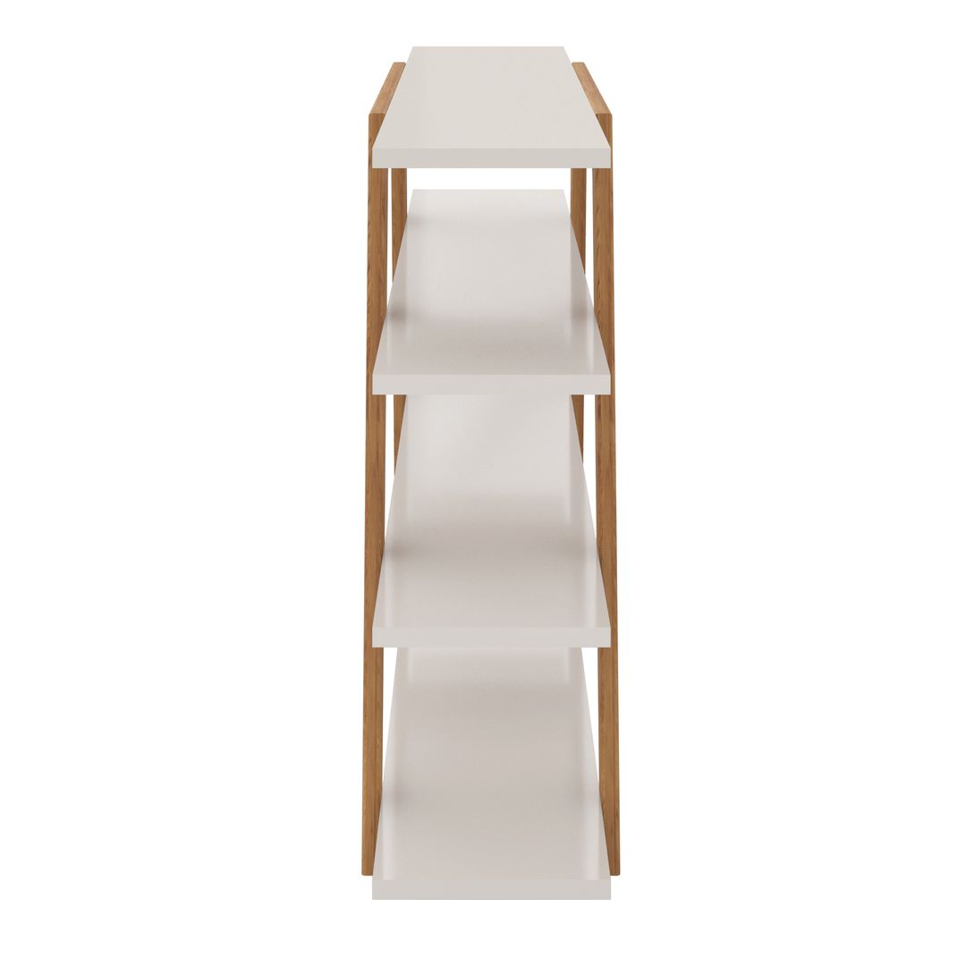 Manhattan Comfort Gowanus Geometric 47.24 Modern Ladder Bookcase with 4 Shelves in Off White