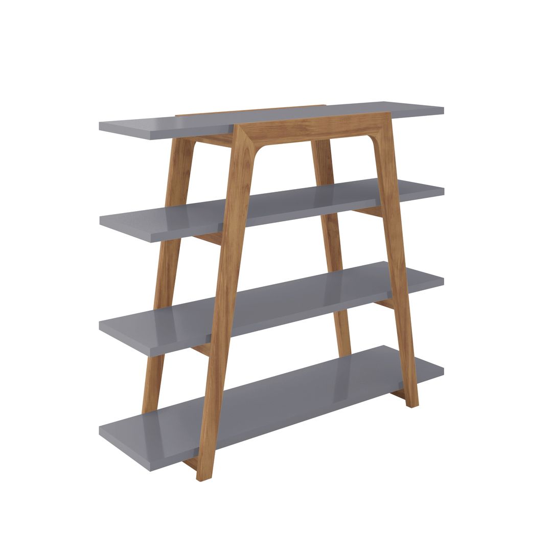 Manhattan Comfort Gowanus Geometric 47.24 Modern Ladder Bookcase with 4 Shelves in Grey