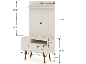 Manhattan Comfort Tribeca 35.43 Mid-Century Modern TV Stand and Panel with Media and Display Shelves in Off White