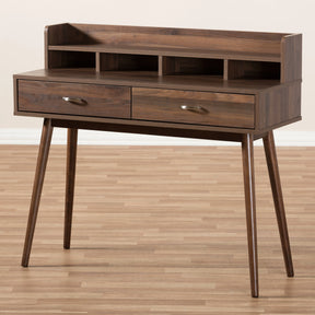 Baxton Studio Disa Mid-Century Modern Walnut Brown Finished 2-Drawer Desk Baxton Studio-Desks-Minimal And Modern - 8