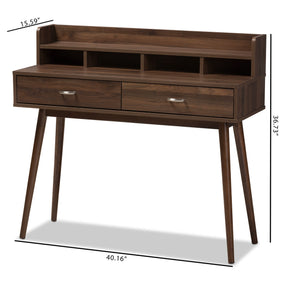 Baxton Studio Disa Mid-Century Modern Walnut Brown Finished 2-Drawer Desk Baxton Studio-Desks-Minimal And Modern - 9