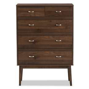 Baxton Studio Disa Mid-Century Modern Walnut Brown Finished Wood 5-Drawer Chest Baxton Studio-Dresser-Minimal And Modern - 4