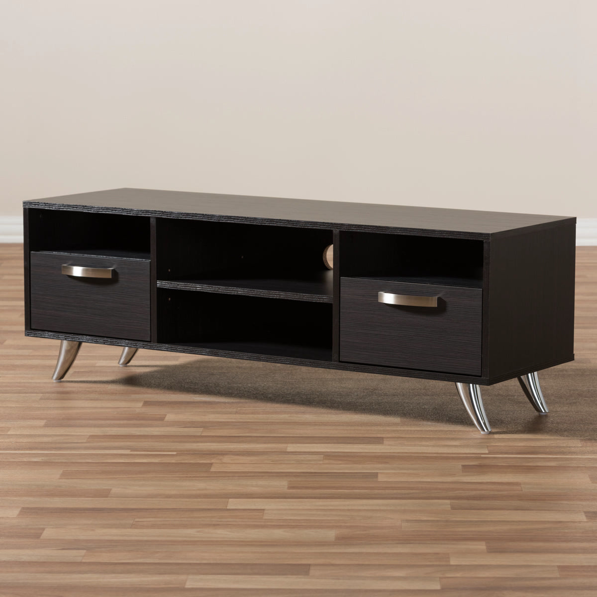 Baxton Studio Warwick Modern and Contemporary Espresso Brown Finished Wood TV Stand Baxton Studio-TV Stands-Minimal And Modern - 2