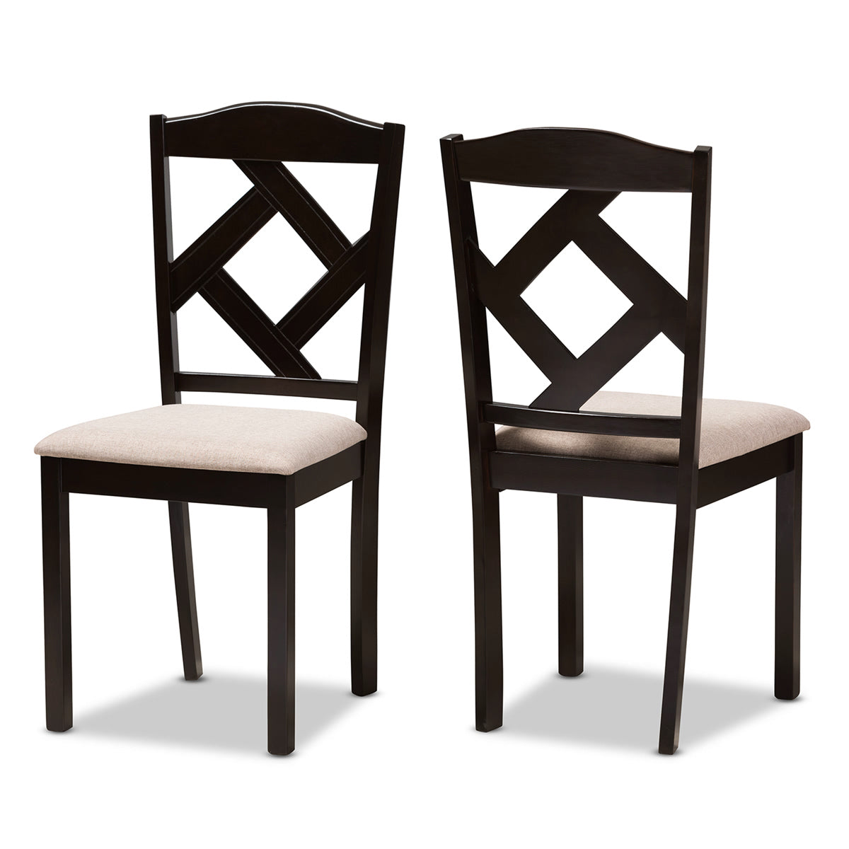 Baxton Studio Ruth Modern and Contemporary Beige Fabric Upholstered and Dark Brown Finished Dining Chair (Set of 2) Baxton Studio-dining chair-Minimal And Modern - 1