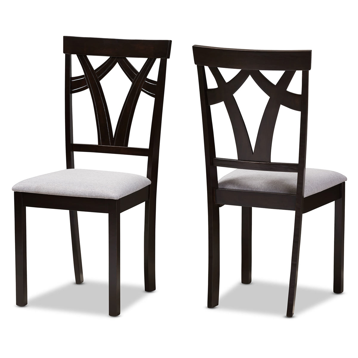 Baxton Studio Sylvia Modern and Contemporary Grey Fabric Upholstered and Dark Brown Finished Dining Chair (Set of 2) Baxton Studio-dining chair-Minimal And Modern - 1