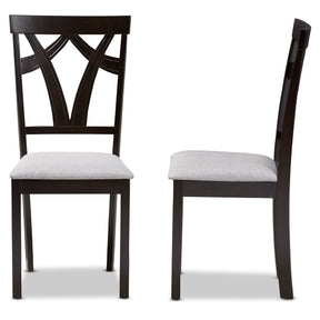 Baxton Studio Sylvia Modern and Contemporary Grey Fabric Upholstered and Dark Brown Finished Dining Chair (Set of 2) Baxton Studio-dining chair-Minimal And Modern - 3
