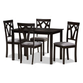 Baxton Studio Sylvia Modern and Contemporary Grey Fabric Upholstered and Dark Brown Finished 5-Piece Dining Set Baxton Studio-0-Minimal And Modern - 1