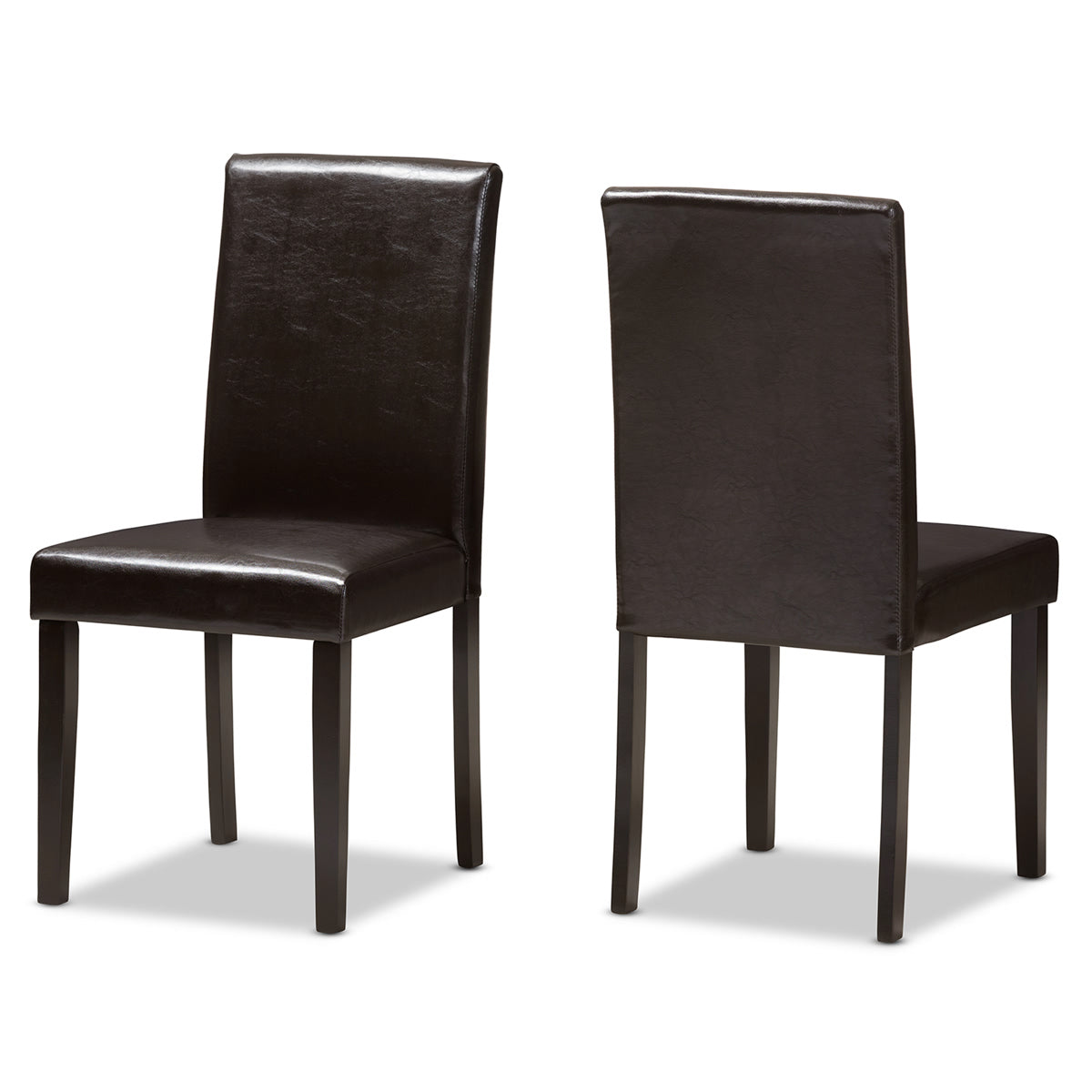 Baxton Studio Mia Modern and Contemporary Dark Brown Faux Leather Upholstered Dining Chair (Set of 2) Baxton Studio-dining chair-Minimal And Modern - 1
