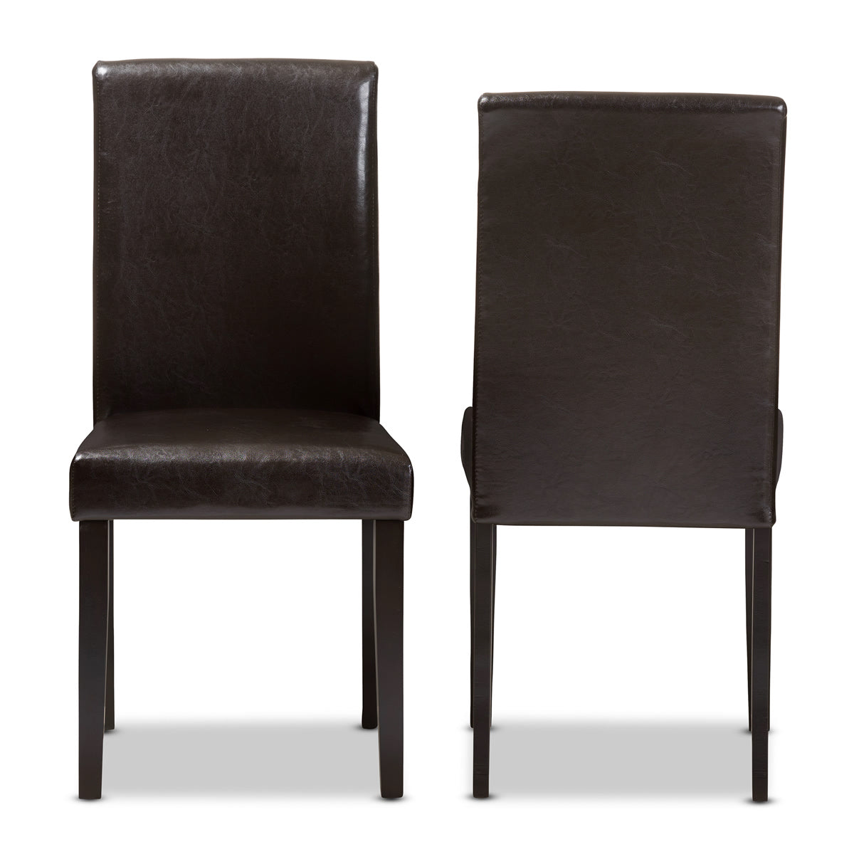 Baxton Studio Mia Modern and Contemporary Dark Brown Faux Leather Upholstered Dining Chair (Set of 2) Baxton Studio-dining chair-Minimal And Modern - 2