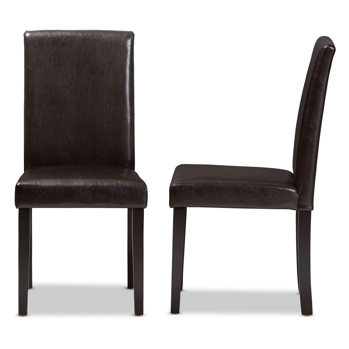 Baxton Studio Mia Modern and Contemporary Dark Brown Faux Leather Upholstered Dining Chair (Set of 2) Baxton Studio-dining chair-Minimal And Modern - 3