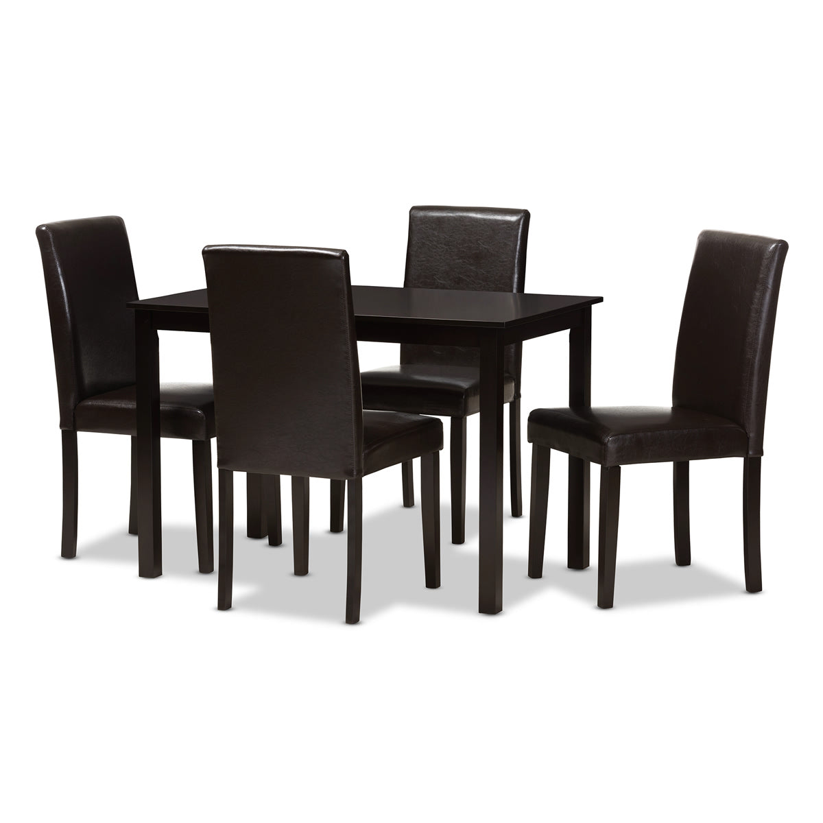 Baxton Studio Mia Modern and Contemporary Dark Brown Faux Leather Upholstered 5-Piece Dining Set Baxton Studio-0-Minimal And Modern - 1