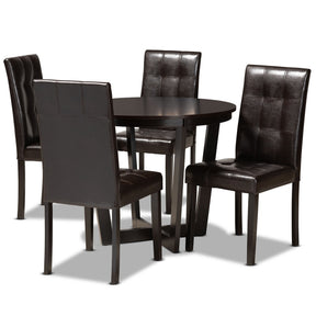 Baxton Studio Vida Modern and Contemporary Dark Brown Faux Leather Upholstered and Dark Brown Finished Wood 5-Piece Dining Set Baxton Studio-Dining Sets-Minimal And Modern - 1