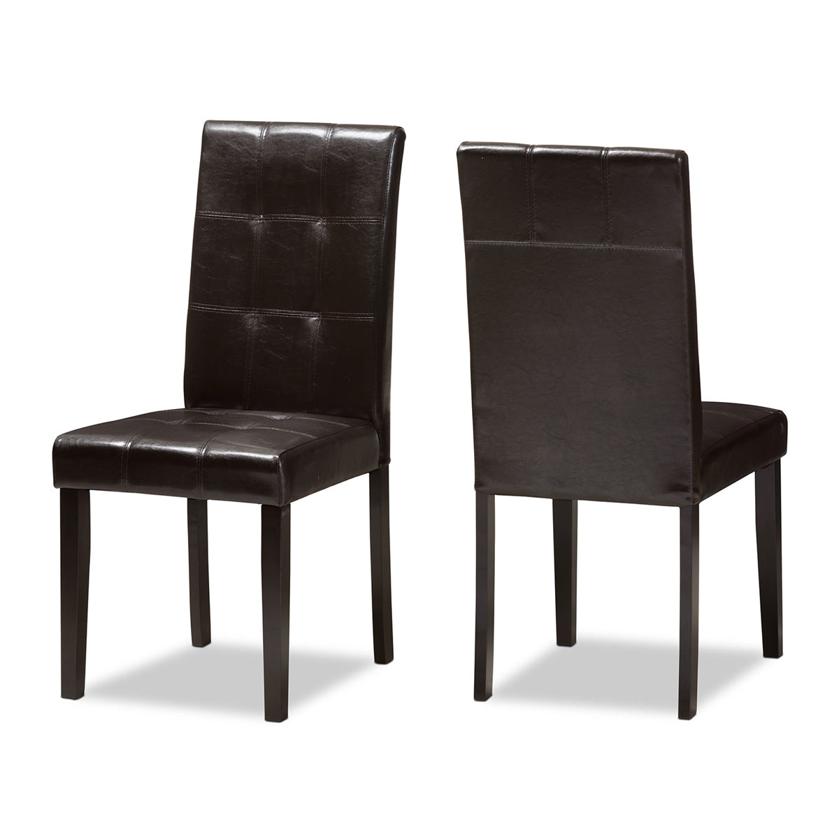 Baxton Studio Avery Modern and Contemporary Dark Brown Faux Leather Upholstered Dining Chair (Set of 2) Baxton Studio-dining chair-Minimal And Modern - 1