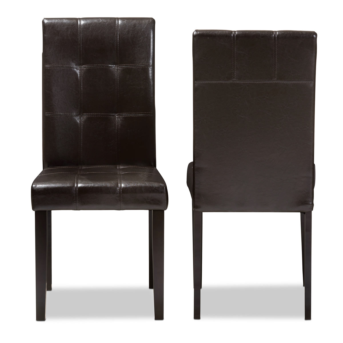 Baxton Studio Avery Modern and Contemporary Dark Brown Faux Leather Upholstered Dining Chair (Set of 2) Baxton Studio-dining chair-Minimal And Modern - 2