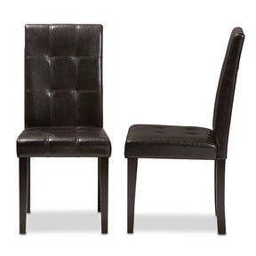 Baxton Studio Avery Modern and Contemporary Dark Brown Faux Leather Upholstered Dining Chair (Set of 2) Baxton Studio-dining chair-Minimal And Modern - 3