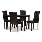 Baxton Studio Avery Modern and Contemporary Dark Brown Faux Leather Upholstered 5-Piece Dining Set Baxton Studio-0-Minimal And Modern - 1