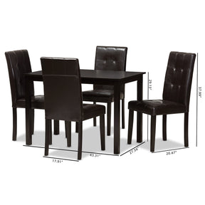 Baxton Studio Avery Modern and Contemporary Dark Brown Faux Leather Upholstered 5-Piece Dining Set Baxton Studio-0-Minimal And Modern - 7