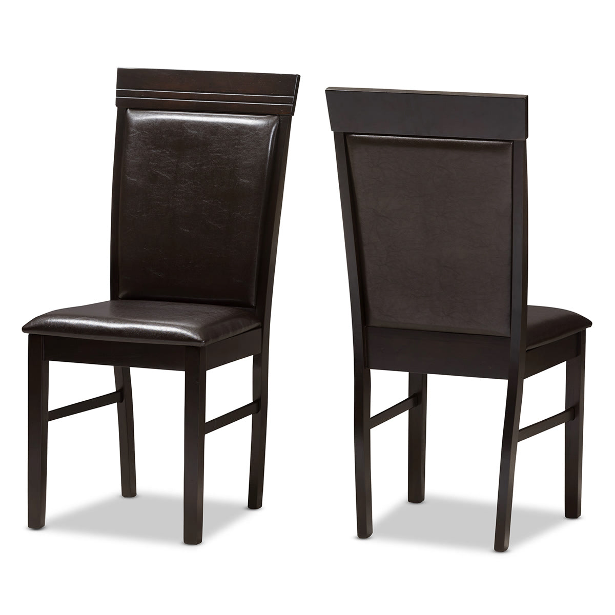 Baxton Studio Thea Modern and Contemporary Dark Brown Faux Leather Upholstered Dining Chair (Set of 2) Baxton Studio-dining chair-Minimal And Modern - 1