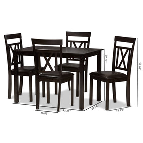 Baxton Studio Rosie Modern and Contemporary Dark Brown Faux Leather Upholstered 5-Piece Dining Set Baxton Studio-0-Minimal And Modern - 7