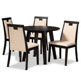 Baxton Studio Ryan Modern and Contemporary Beige Faux Leather Upholstered and Dark Brown Finished Wood 5-Piece Dining Set Baxton Studio-Dining Sets-Minimal And Modern - 1