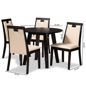 Baxton Studio Ryan Modern and Contemporary Beige Faux Leather Upholstered and Dark Brown Finished Wood 5-Piece Dining Set