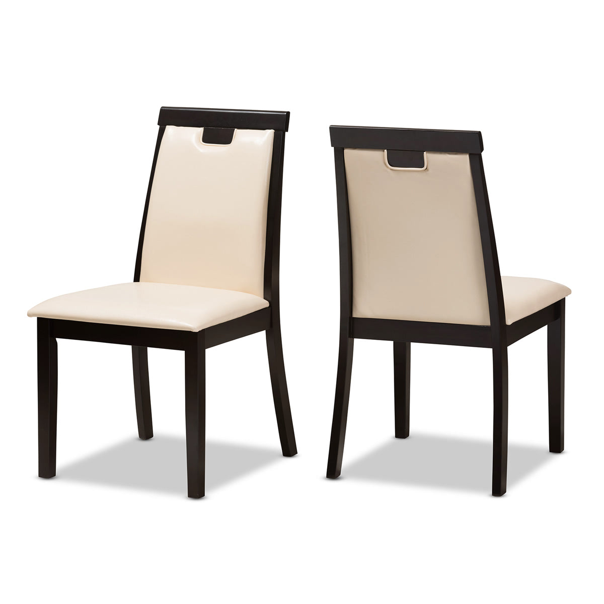 Baxton Studio Evelyn Modern and Contemporary Beige Faux Leather Upholstered and Dark Brown Finished Dining Chair (Set of 2) Baxton Studio-dining chair-Minimal And Modern - 1
