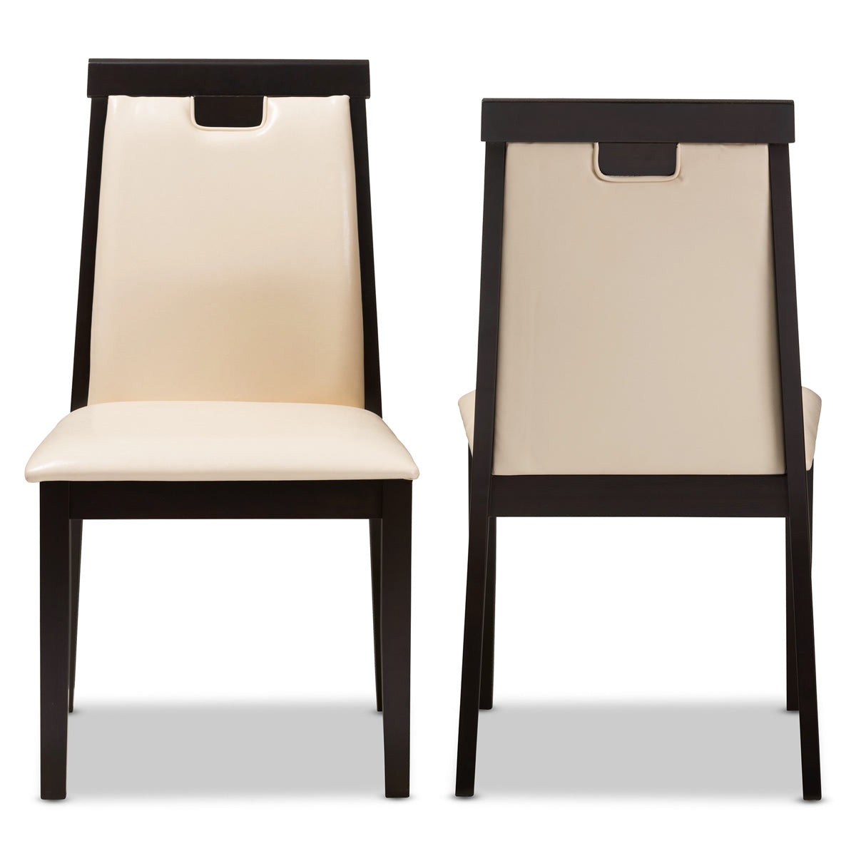 Baxton Studio Evelyn Modern and Contemporary Beige Faux Leather Upholstered and Dark Brown Finished Dining Chair (Set of 2) Baxton Studio-dining chair-Minimal And Modern - 2