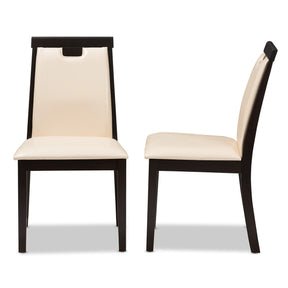 Baxton Studio Evelyn Modern and Contemporary Beige Faux Leather Upholstered and Dark Brown Finished Dining Chair (Set of 2) Baxton Studio-dining chair-Minimal And Modern - 3
