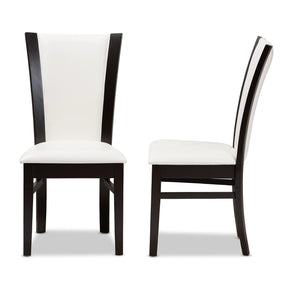 Baxton Studio Adley Modern and Contemporary Dark Brown Finished White Faux Leather Dining Chair (Set of 2) Baxton Studio-dining chair-Minimal And Modern - 3