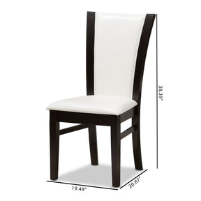 Baxton Studio Adley Modern and Contemporary Dark Brown Finished White Faux Leather Dining Chair (Set of 2) Baxton Studio-dining chair-Minimal And Modern - 7