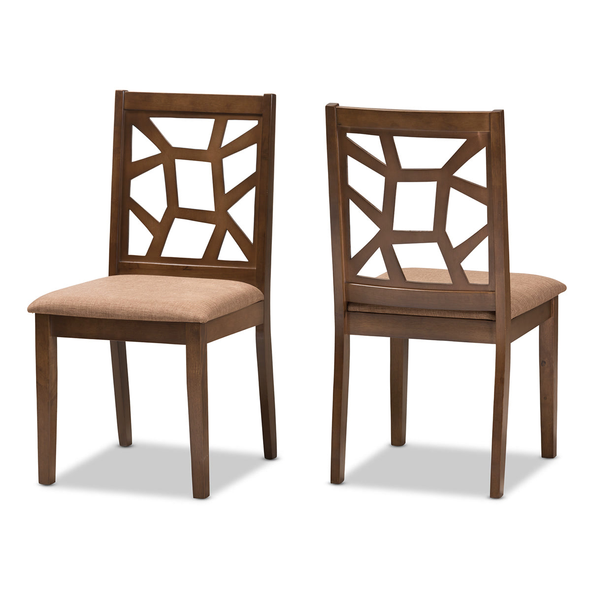Baxton Studio Abilene Mid-Century Light Brown Fabric Upholstered and Walnut Brown Finished Dining Chair (Set of 2) Baxton Studio-dining chair-Minimal And Modern - 1
