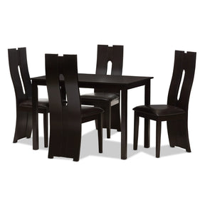 Baxton Studio Alani Modern and Contemporary Dark Brown Faux Leather Upholstered 5-Piece Dining Set Baxton Studio-0-Minimal And Modern - 1