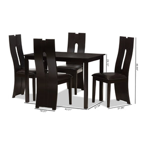 Baxton Studio Alani Modern and Contemporary Dark Brown Faux Leather Upholstered 5-Piece Dining Set Baxton Studio-0-Minimal And Modern - 7
