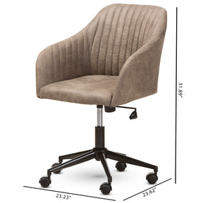 Baxton Studio Maida Mid-Century Modern Light Brown Fabric Upholstered Office Chair Baxton Studio-office chairs-Minimal And Modern - 9