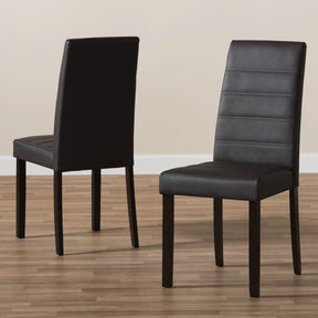 Baxton Studio Lorelle Modern and Contemporary Brown Faux Leather Upholstered Dining Chair (Set of 2) Baxton Studio-dining chair-Minimal And Modern - 7