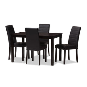 Baxton Studio Lorelle Modern and Contemporary Brown Faux Leather Upholstered 5-Piece Dining Set Baxton Studio-0-Minimal And Modern - 1