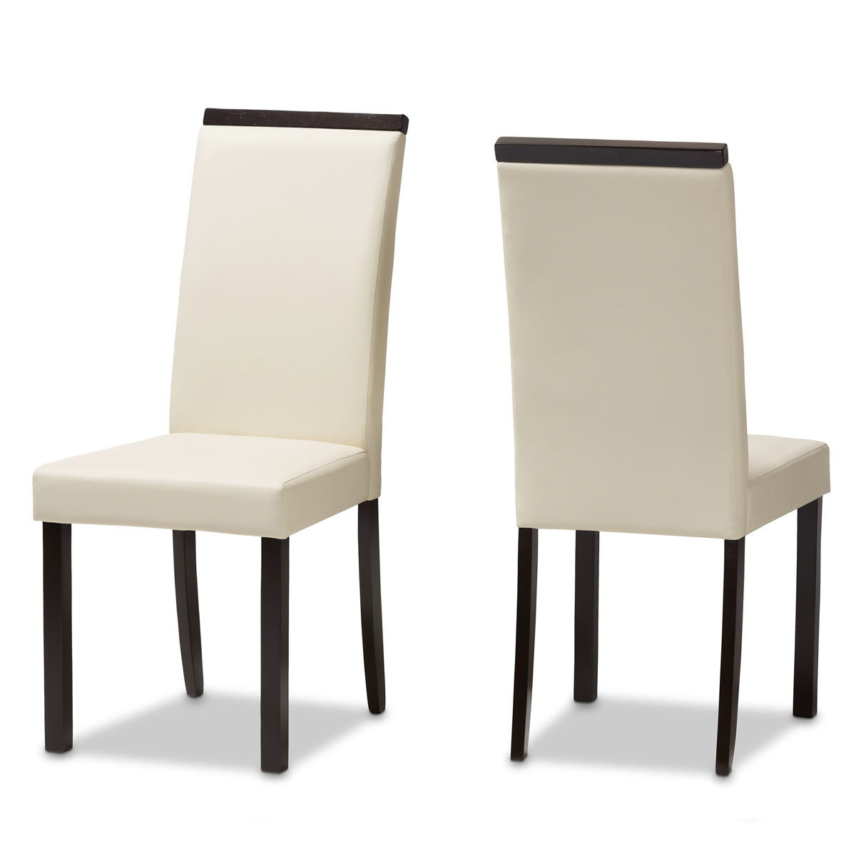 Baxton Studio Daveney Modern and Contemporary Cream Faux Leather Upholstered Dining Chair (Set of 2) Baxton Studio-dining chair-Minimal And Modern - 1