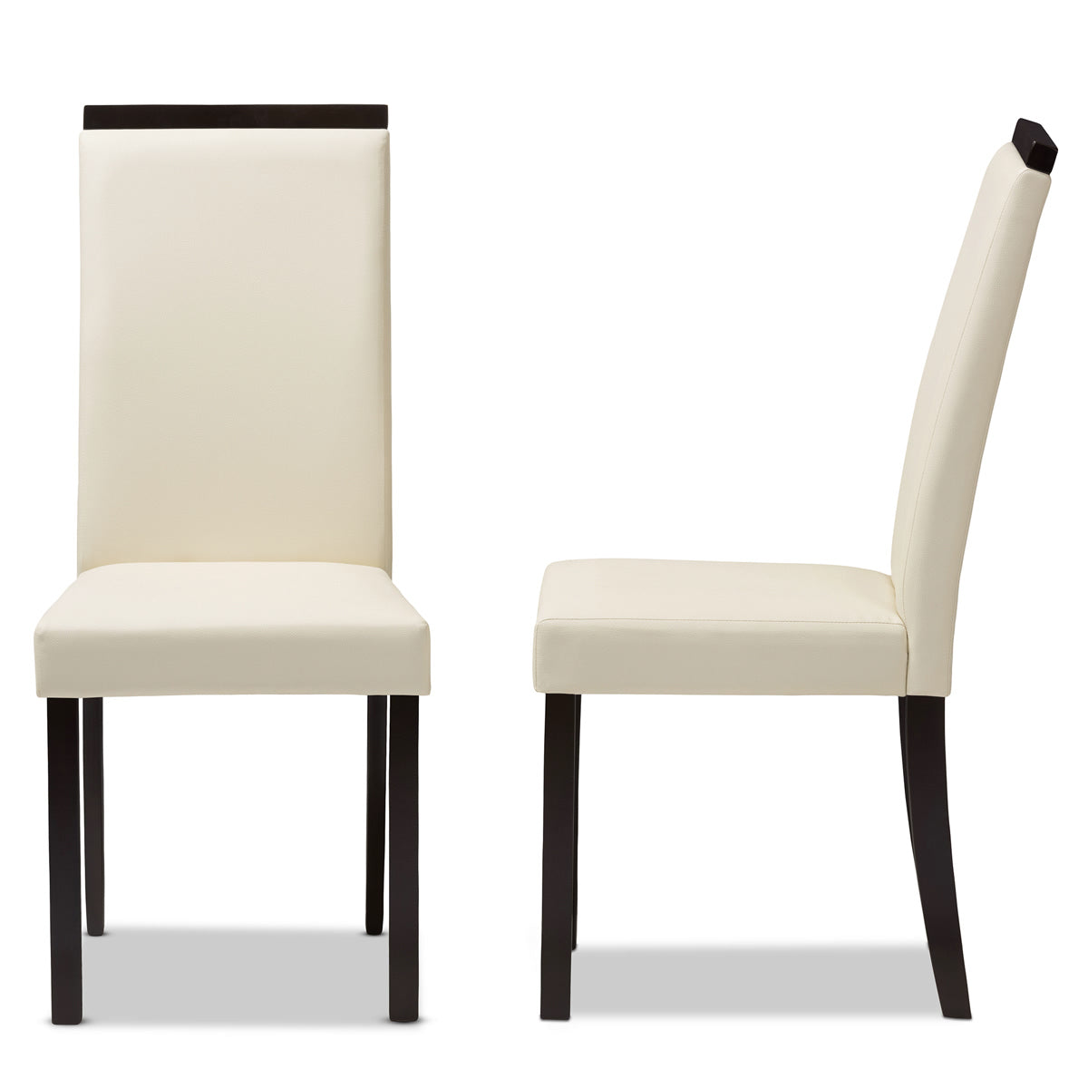 Baxton Studio Daveney Modern and Contemporary Cream Faux Leather Upholstered Dining Chair (Set of 2) Baxton Studio-dining chair-Minimal And Modern - 2