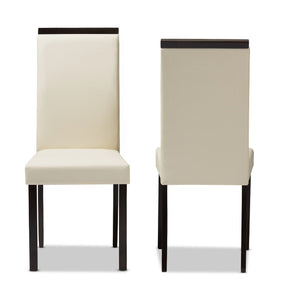 Baxton Studio Daveney Modern and Contemporary Cream Faux Leather Upholstered Dining Chair (Set of 2) Baxton Studio-dining chair-Minimal And Modern - 3