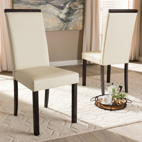 Baxton Studio Daveney Modern and Contemporary Cream Faux Leather Upholstered Dining Chair (Set of 2) Baxton Studio-dining chair-Minimal And Modern - 6
