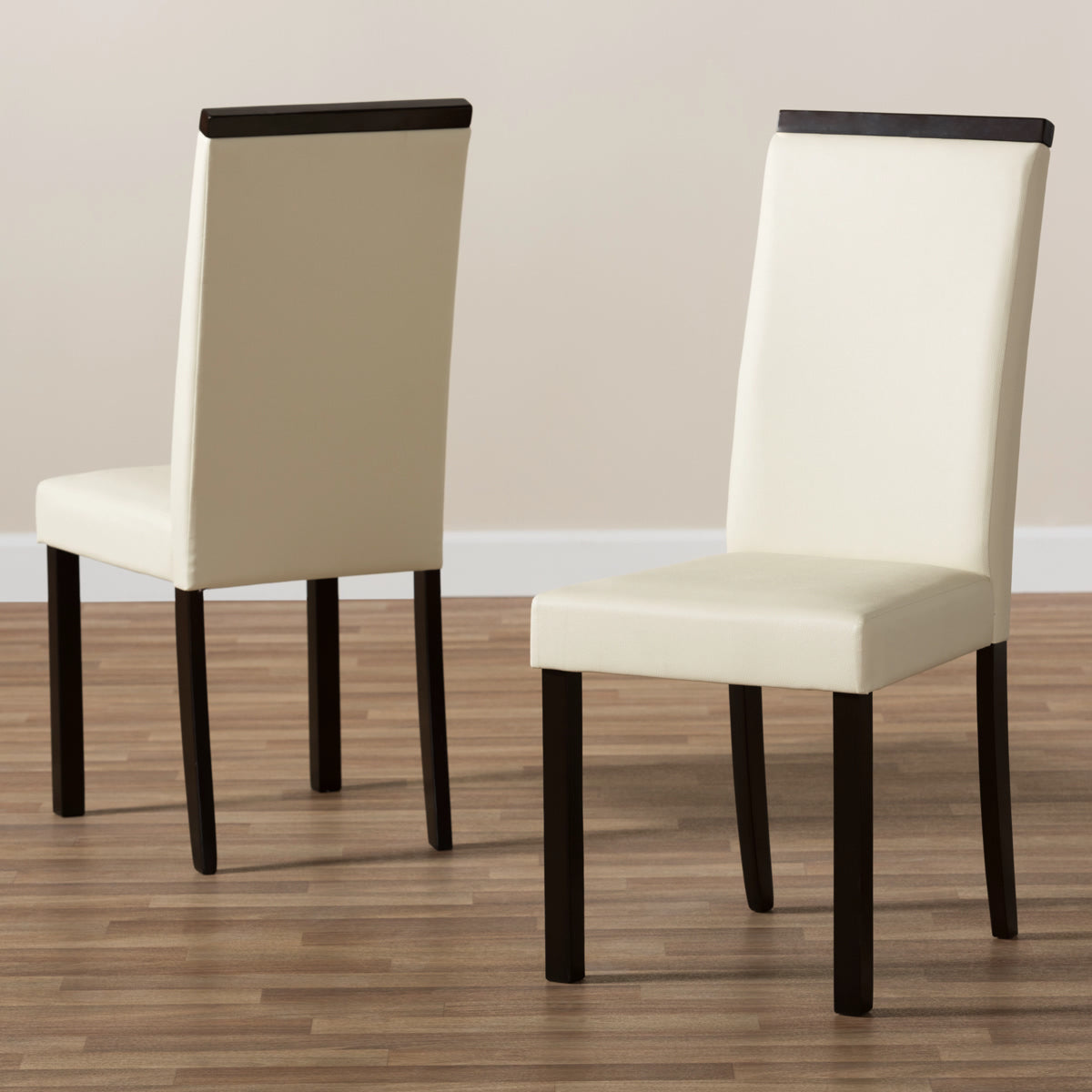 Baxton Studio Daveney Modern and Contemporary Cream Faux Leather Upholstered Dining Chair (Set of 2) Baxton Studio-dining chair-Minimal And Modern - 7