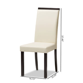 Baxton Studio Daveney Modern and Contemporary Cream Faux Leather Upholstered Dining Chair (Set of 2) Baxton Studio-dining chair-Minimal And Modern - 8