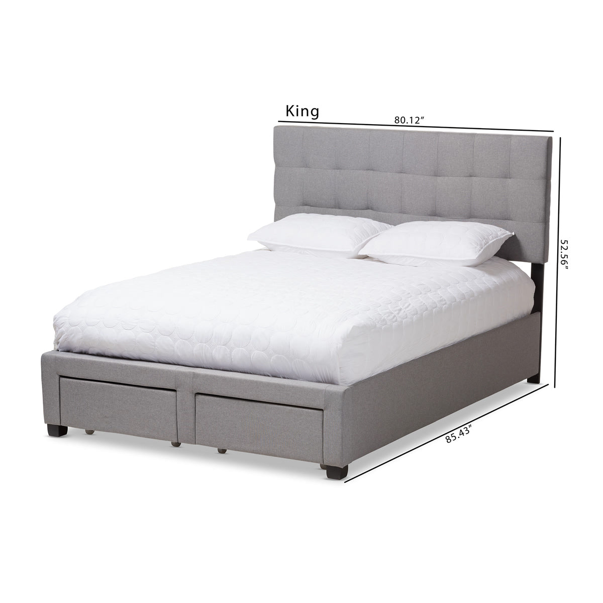 Baxton Studio Tibault Modern and Contemporary Grey Fabric Upholstered Queen Size Storage Bed Baxton Studio-beds-Minimal And Modern - 5