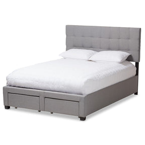 Baxton Studio Tibault Modern and Contemporary Grey Fabric Upholstered Queen Size Storage Bed Baxton Studio-beds-Minimal And Modern - 1