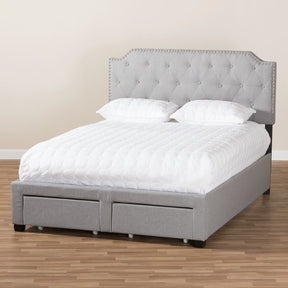 Baxton Studio Aubrianne Modern and Contemporary Grey Fabric Upholstered King Size Storage Bed Baxton Studio-beds-Minimal And Modern - 3