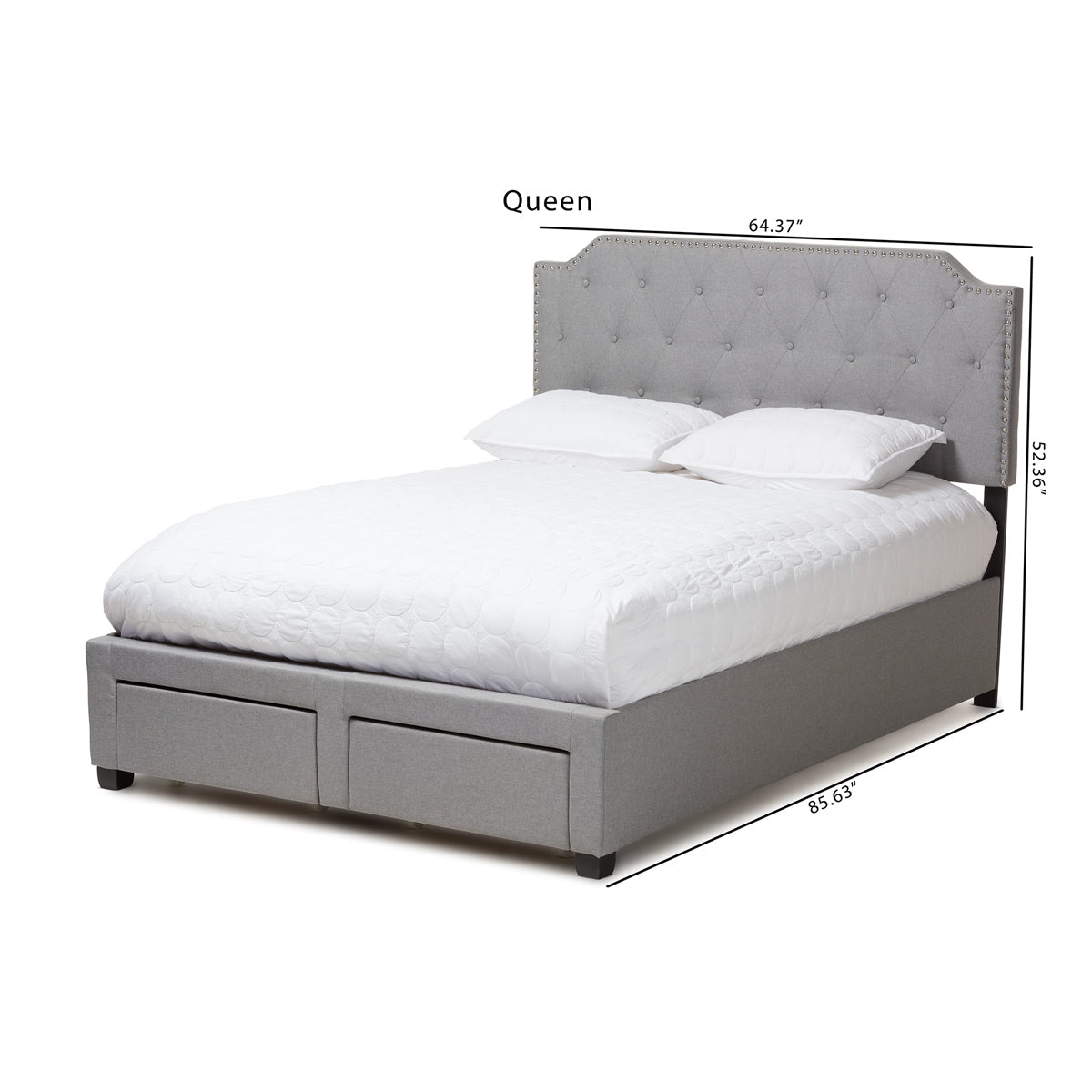 Baxton Studio Aubrianne Modern and Contemporary Grey Fabric Upholstered King Size Storage Bed Baxton Studio-beds-Minimal And Modern - 4