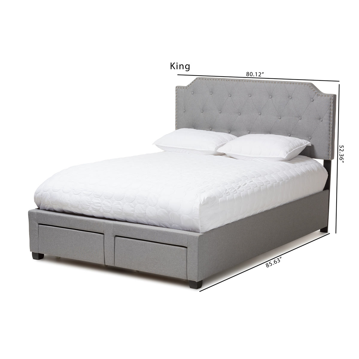 Baxton Studio Aubrianne Modern and Contemporary Grey Fabric Upholstered King Size Storage Bed Baxton Studio-beds-Minimal And Modern - 5