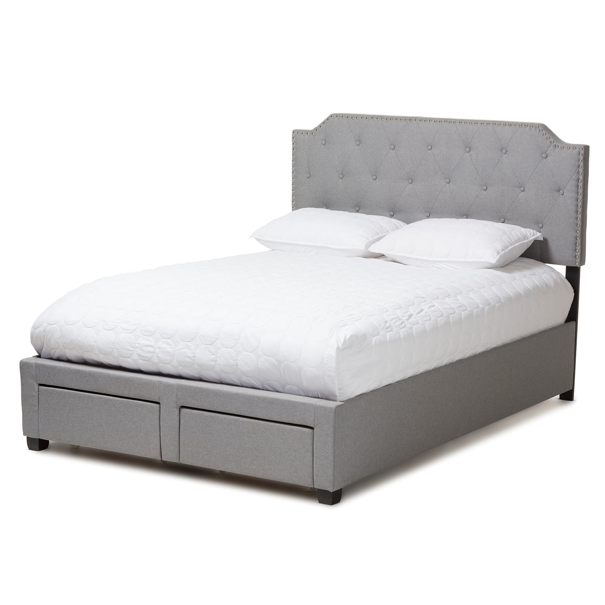 Baxton Studio Aubrianne Modern and Contemporary Grey Fabric Upholstered Queen Storage Bed Baxton Studio-beds-Minimal And Modern - 1