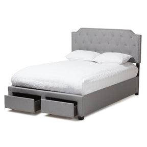 Baxton Studio Aubrianne Modern and Contemporary Grey Fabric Upholstered King Size Storage Bed Baxton Studio-beds-Minimal And Modern - 6
