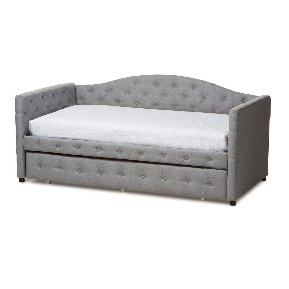 Baxton Studio Gwendolyn Modern and Contemporary Grey Fabric Upholstered Daybed with Trundle Baxton Studio-daybed-Minimal And Modern - 1
